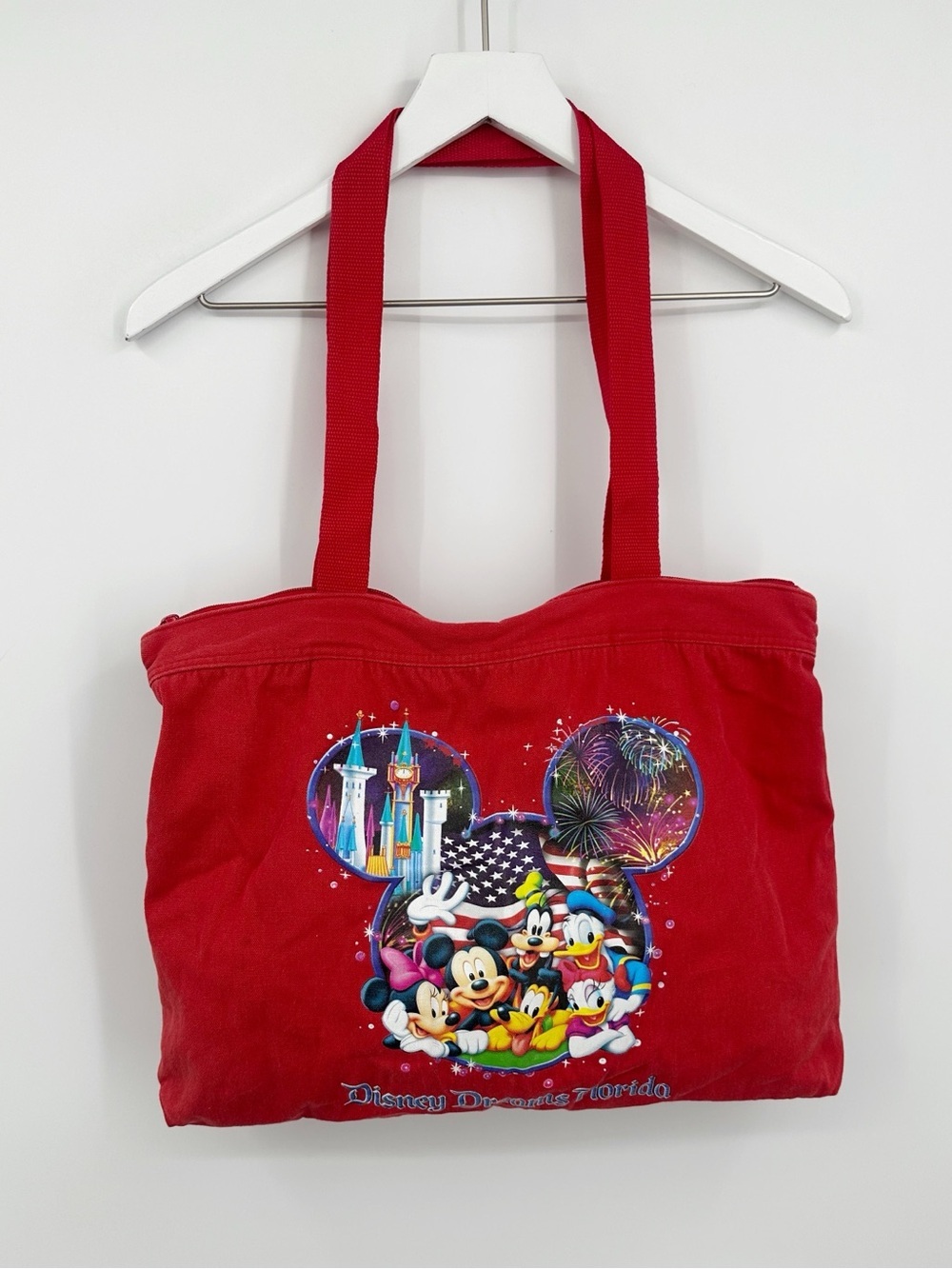 Vintage Y2K Red Disney Mickey Mouse Tot Bag Zipper Disney Dreams Florida